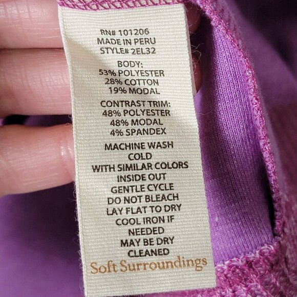 Soft Surroundings Purple Pink Full Zip Ribbed Workout Sweatshirt Jacket Large - Picture 9 of 9